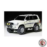 White off-road Mini 4WD Toyota Land Cruiser 100 1/32 model car, front three-quarter view