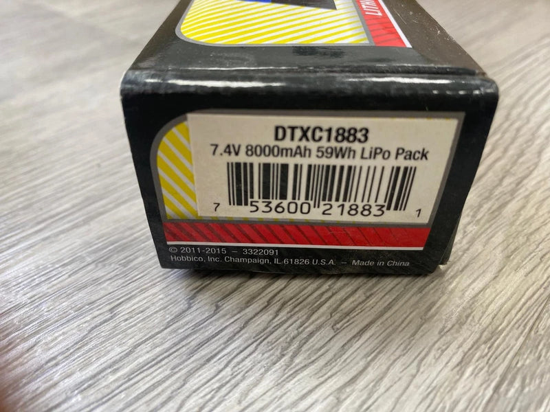 DuraTrax Battery DTXC1883 LiPo Onyx 2S 7.4V 8000mAh 25C Soft Case TRA Plug