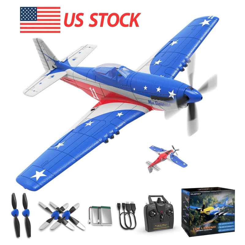 VOLANTEXRC P51 Mustang 4-CH RC Plane,3 Flight Modes,One-Key Aerobatic,RTF