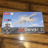 SYMA FPV RC quadcopter drone box with white drone illustration and Wi‑Fi FPV