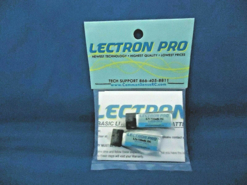 COMMON SENSE LECTRON PRO 3.7V 1S 150mAh 25C LIPO BATTERY (2) NEW IN PACKAGE Battery