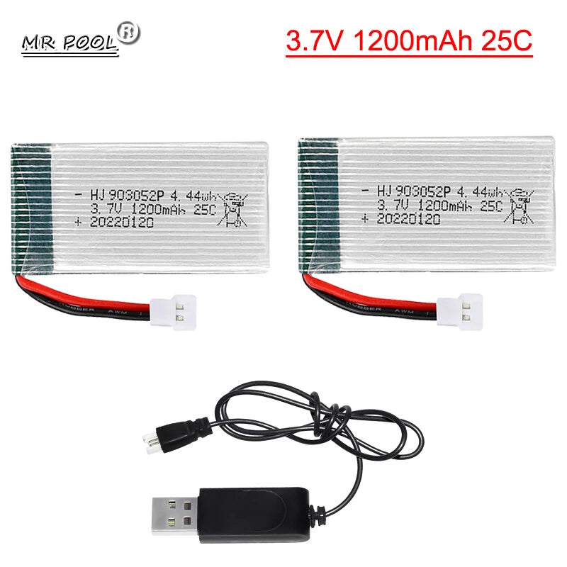 3.7V 1200mAh 25C Lipo Battery and USB For Syma X5SW X5SC X5C JJRC H5P RC Drone