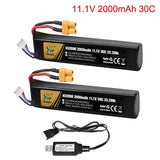 2x 11.1V 2000mAh 30C 3S XT30 Plug Lipo battery + USB for Electric Automatic Toys