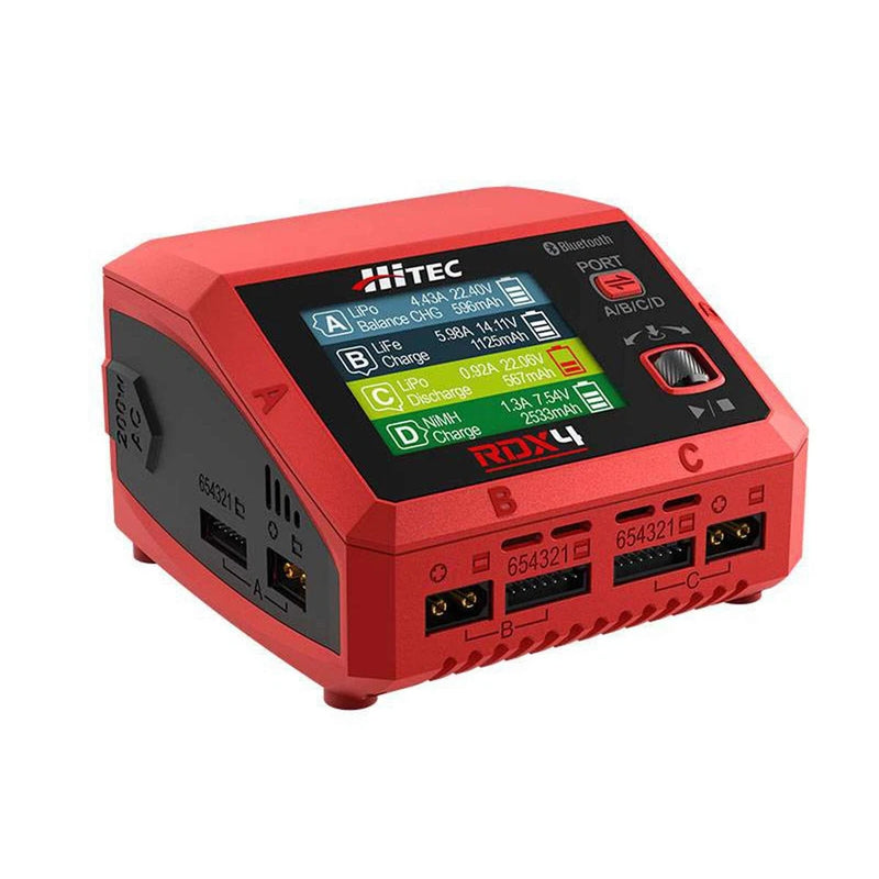 Hitec RDX4 AC/DC 4 Port Multi-Function Smart Charger w/Bluetooth - HRC44354 Battery
