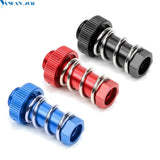 Alloy servo saver clamping nut with spring, hex socket, red blue black anodized caps