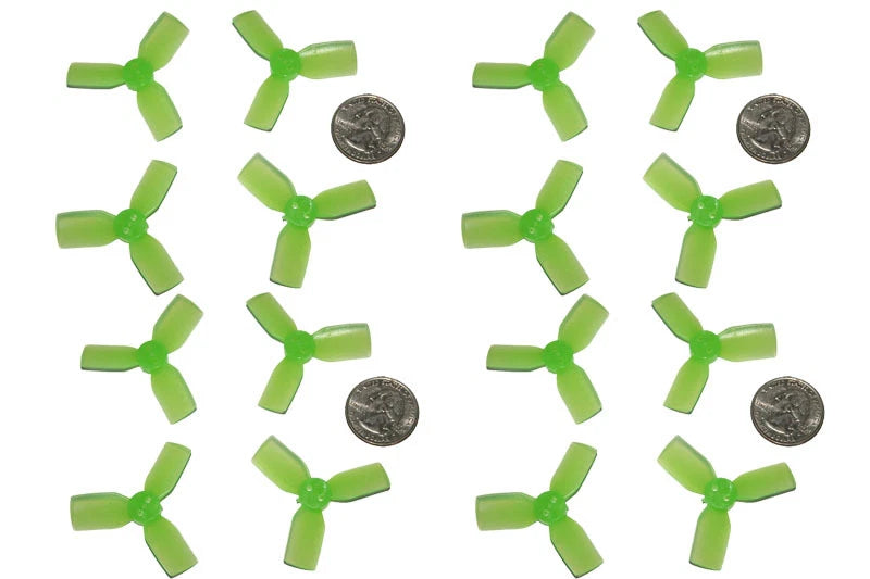 Light green 3-blade propellers set, multiple blades with central hubs