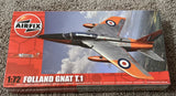 Airfix 1/72 Folland Gnat T.1 model kit box with orange and black jet artwork
