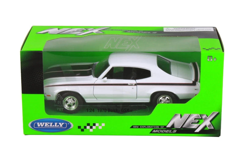 1970 Buick GSX, White - Welly 22433 - 1/24 scale Diecast Model Toy Car