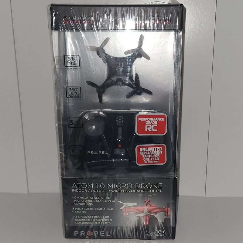 Propel Atom 1.0 micro drone quadcopter in retail box, 360 stunt roll design