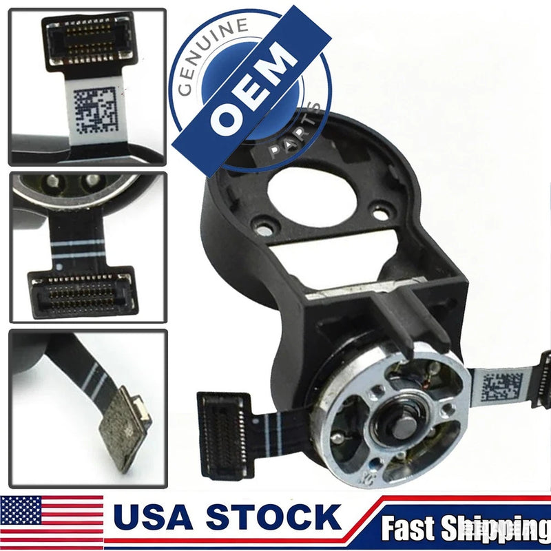 Black gimbal yaw arm camera bracket motor assembly with ribbon and connector cables