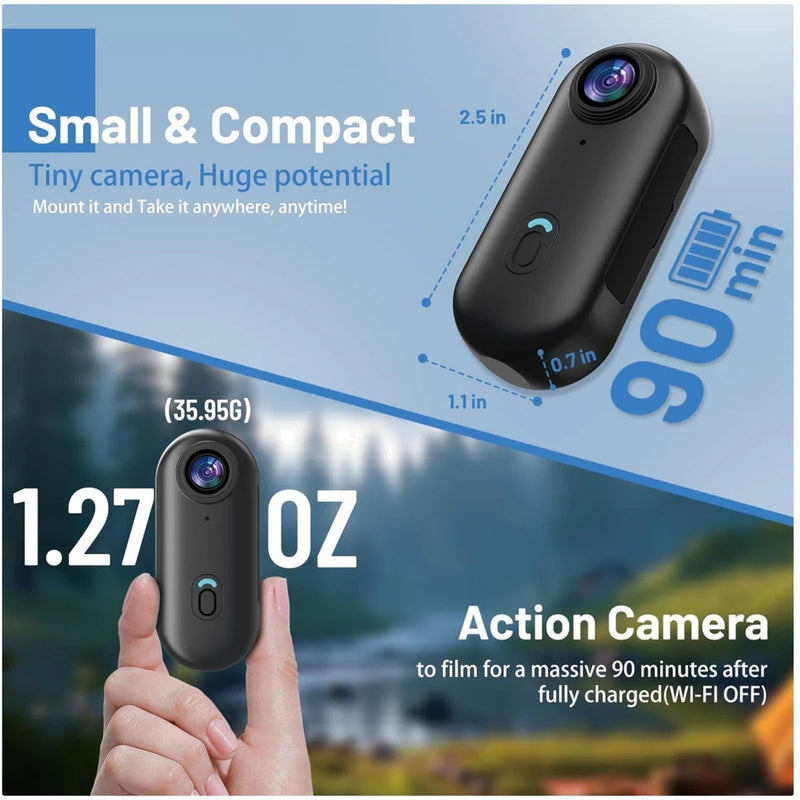 WiFi Body Cam with Helmet Bracket & Waterproof Case
