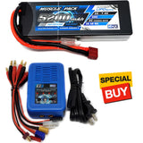 NHX lipo battery pack with blue EZ6 charger, Deans and assorted power leads