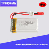 850mAh 7.4V JST Plug 25C LiPo Battery for V912 V262 V333 V353 BQ202 RC aircraft