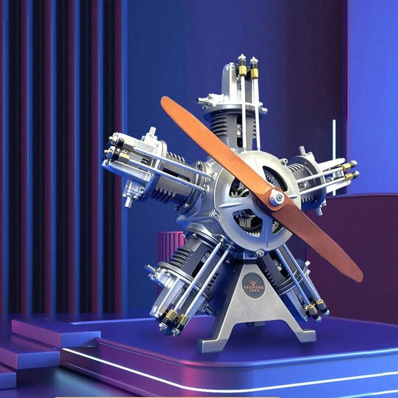 Used TECHING Five Cylinder Radial Engine Plane Electric Machinery Toy Battery