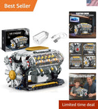 STEM Educational V8 Engine Model Kit - 703 PCS for Creative Adults & Teens Battery