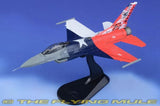1:72 F-16C Fighting Falcon model on black display stand, red and gray jet