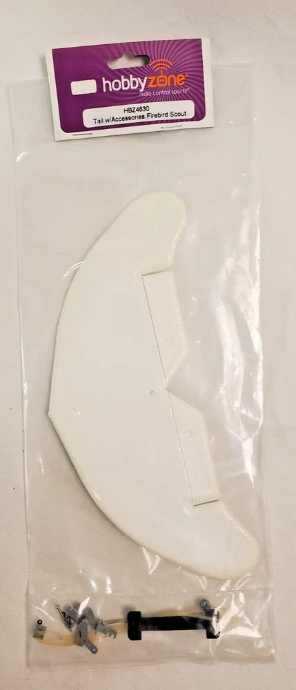 Hobby Zone RC tail accessory pack, white tail piece with small mounting parts