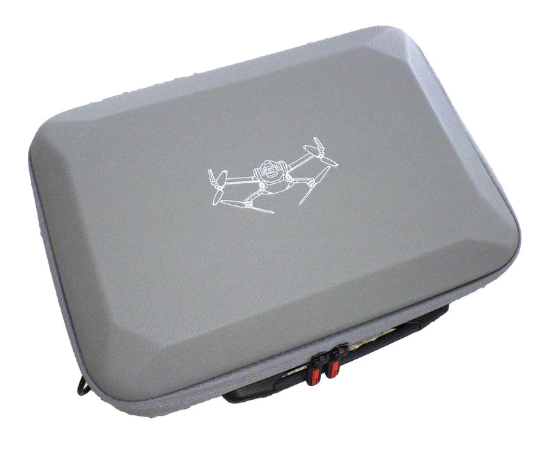Gray EVA hard drone case with zipper closure and molded drone icon