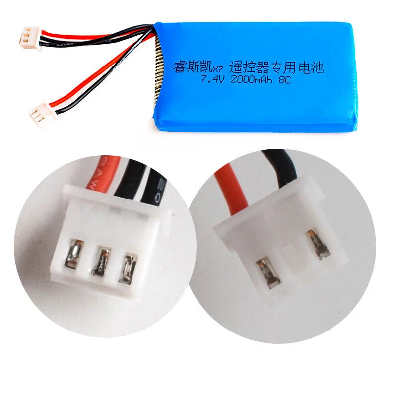 7.4V 2000mAh 8C Lipo Battery for FrSky Q X7 Dx6e Dx6 Transmitter Spektrum DX8 Rc