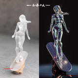 1/64 1/43 1/87 Silver Female skateboard Scene Miniatures Figures Doll Model Gift