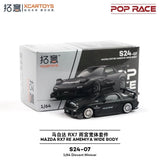Pop Race 1/64 MAZDA RX7 RE AMEMIYA WIDE BODY Matte black Model Diecast Metal Car