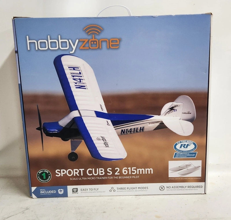 HobbyZone Sport Cub S 2 615mm RC airplane kit box with illustrated model