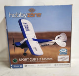 HobbyZone Sport Cub S 2 615mm RC airplane kit box with illustrated model