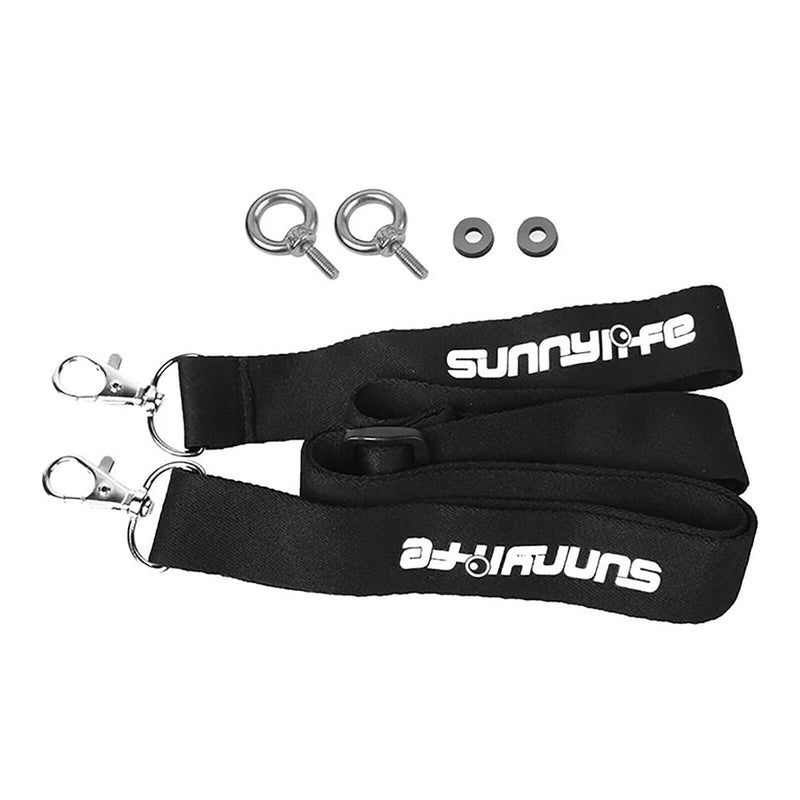 Black remote control lanyard strap with keyring clips and padding