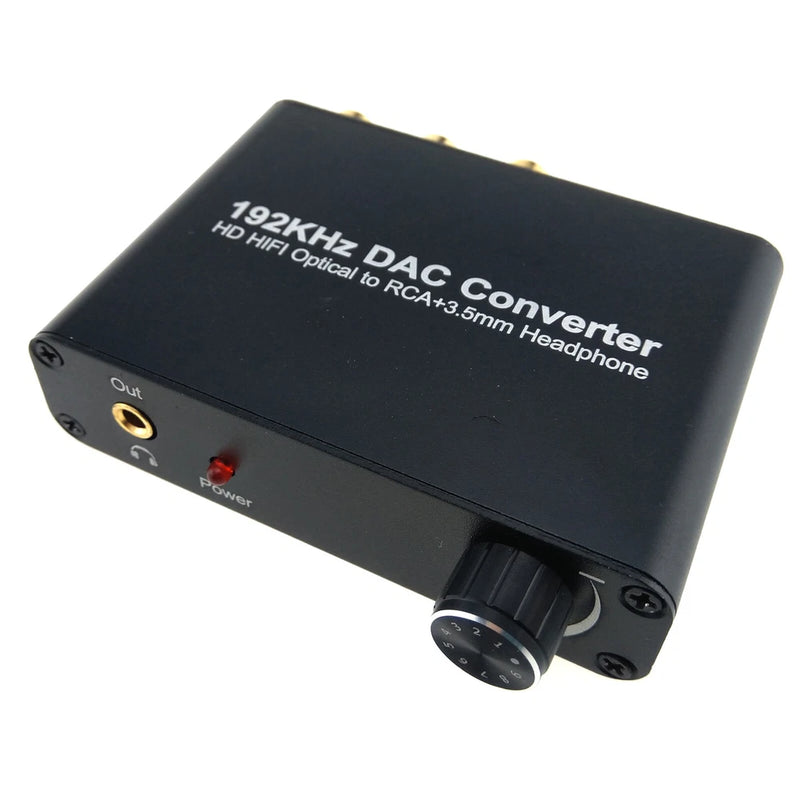 Digital to Analog Audio Converter Toslink Coaxial 192kHz Input RCA 3.5mm Output