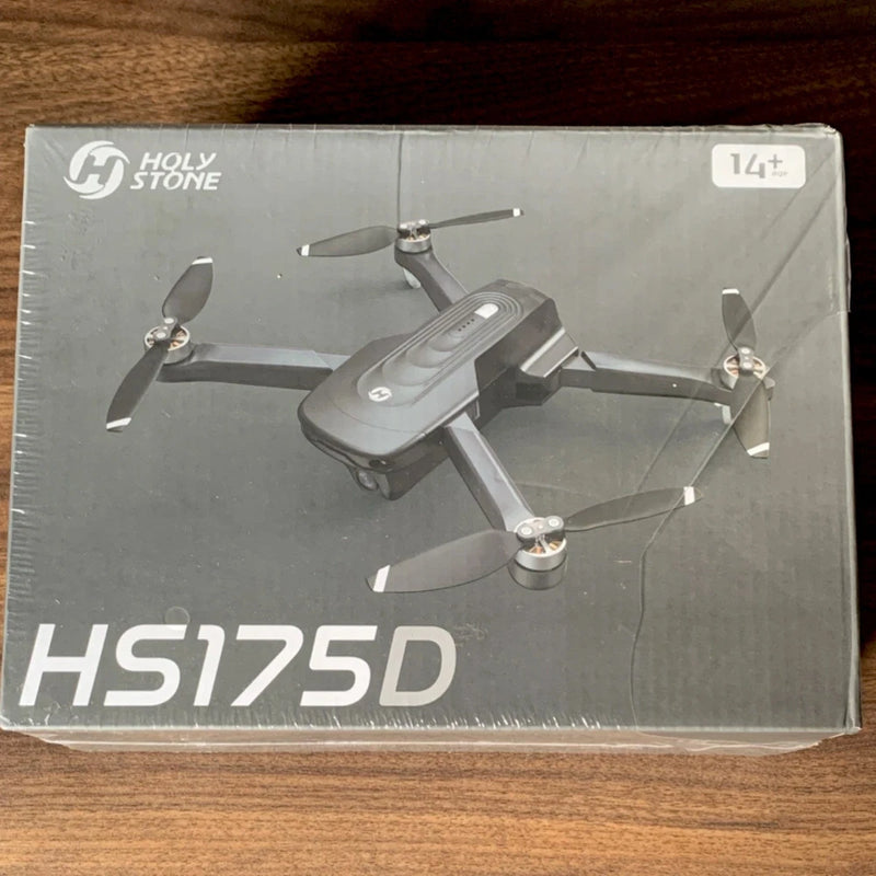GPS drone with HD camera, HS175D box showing quadcopter with four propellers