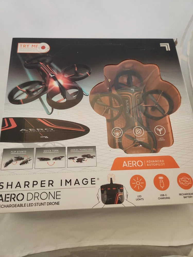 Rechargeable stunt drone box with Aero Drone graphics and remote controller
