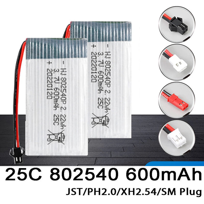 RC 600mAh 25C 802540 3.7V LiPo Battery XH2.54 Multi-Plug For Syma Drone X5 Drone