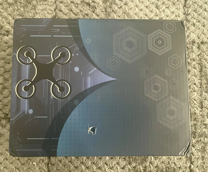 RC UFO drone carrying case with geometric pattern, gray with teal panels