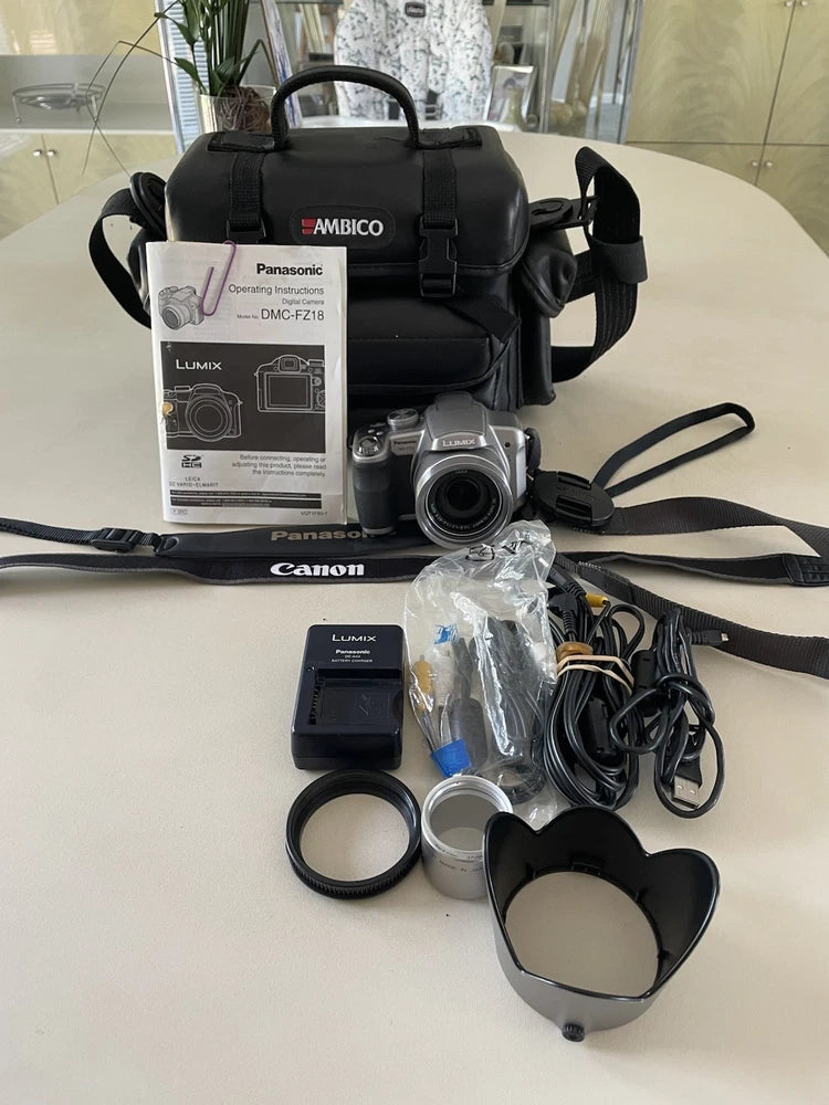 Panasonic Lumix DMC-FZ18 Digital Camera w/ Leica Lens Ambico Bag Charger Cables