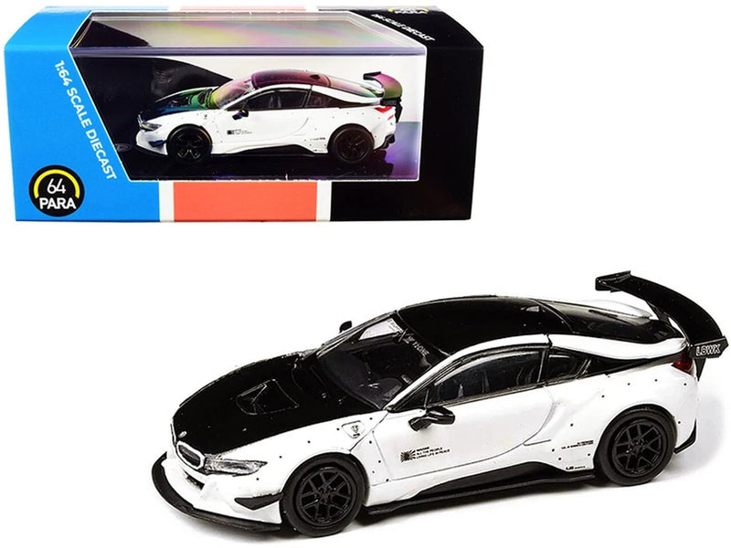 BMW i8 Liberty Walk White and Black 1/64 Diecast Model Car by Paragon PA-55151