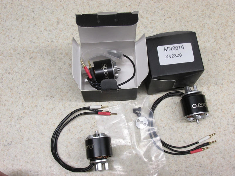 Set of four MN2016 KV2300 drone brushless motors with wiring and connectors