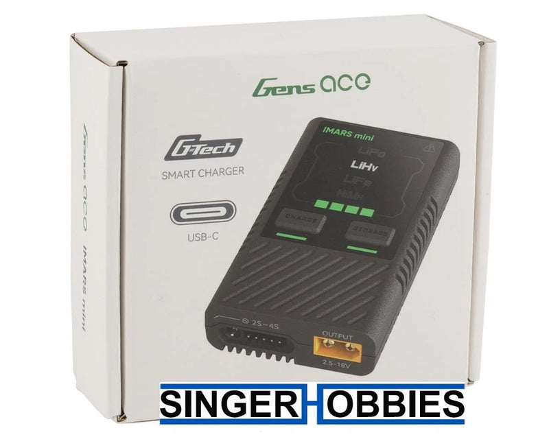 GENS ACE GEA60WC1 Imars Mini 2-4S G-Tech DC Charger 5A/60W w/65W USB-C PD Cord Battery