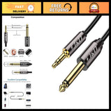 6.35mm to 3.5mm TRS Cable - Gold-Plated 1/4" to 1/8" Male Stereo Aux Adapter, 10
