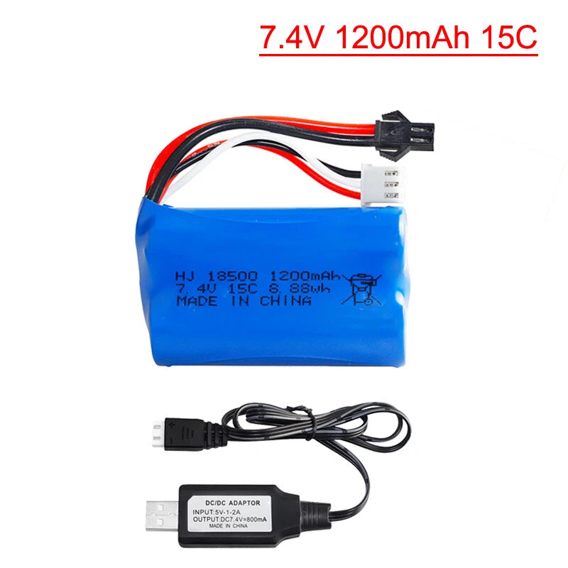 1Pcs 7.4V 1200mAh Li-ion Battery and charger for Electric Toys water bullet toys