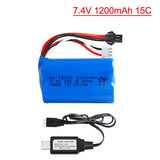 1Pcs 7.4V 1200mAh Li-ion Battery and charger for Electric Toys water bullet toys
