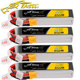 Tattu 2S LiPo battery pack, 850mAh, gray case with red wires and white connector