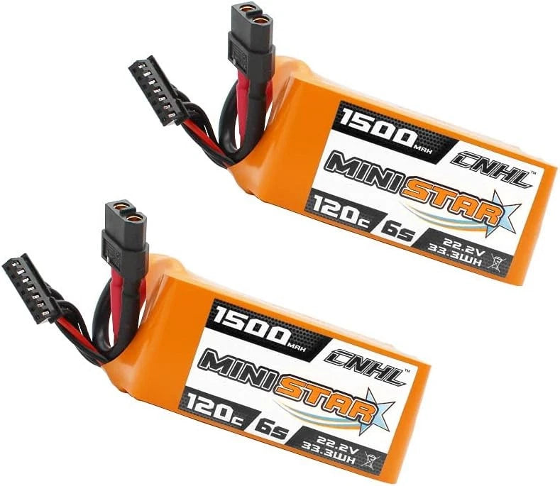 1500mAh 6S LiPo Battery 22.2V 120C with XT60 Plug 2 Packs High discharge RC Battery