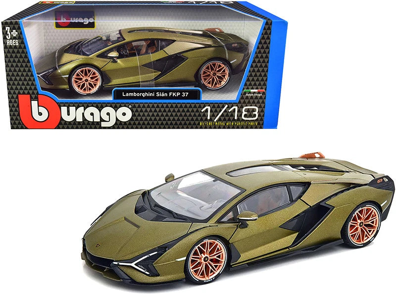 1/18 Bburago Lamborghini Sian FKP 37 Diecast Model Car Matte Green 11046