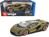 1/18 Bburago Lamborghini Sian FKP 37 Diecast Model Car Matte Green 11046