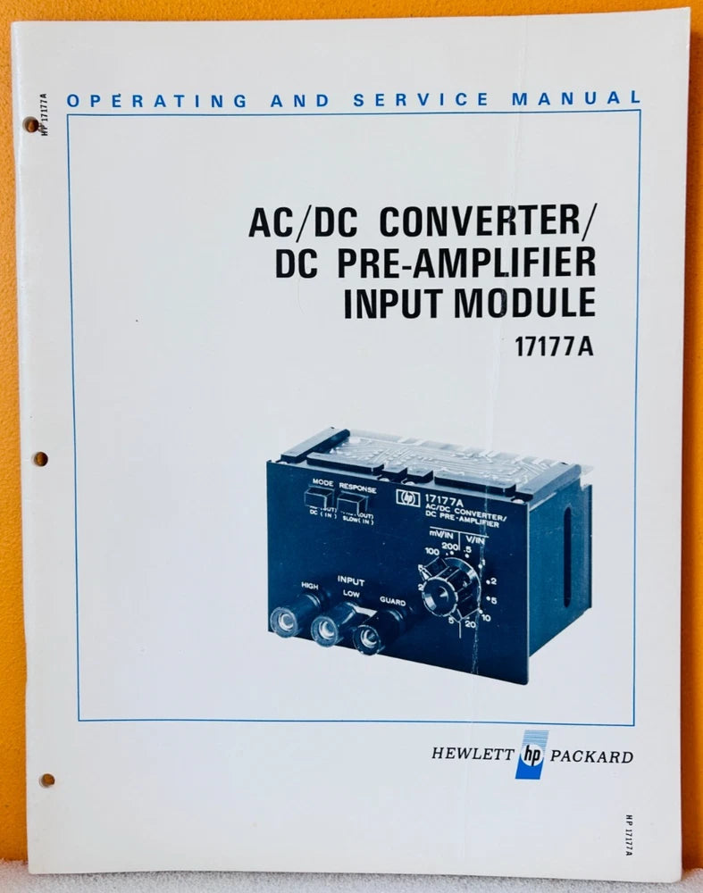 HP 17177-90000 Model 17177A AC/DC Converter/DC Pre-Amplifier Module Manual.