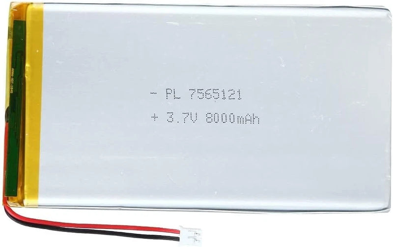 3.7V 8000mAh 7565121 Rechargeable LiPo Battery with PH2.0mm JST Connector Battery