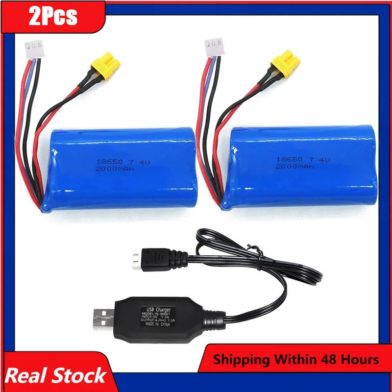 7.4v 2000mah 2s 20c Li-ion Battery XT30 Plug With Charger For Rc Car Truck Boat