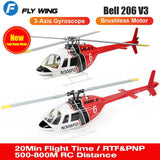 FlyWing Bell 206 V3 RC Helicopters 6CH GPS Hovering with H1 Flight Controller