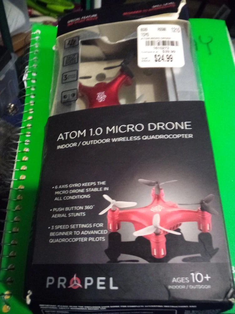 Red Atom 1.0 micro drone quadcopter for indoor/outdoor wireless use