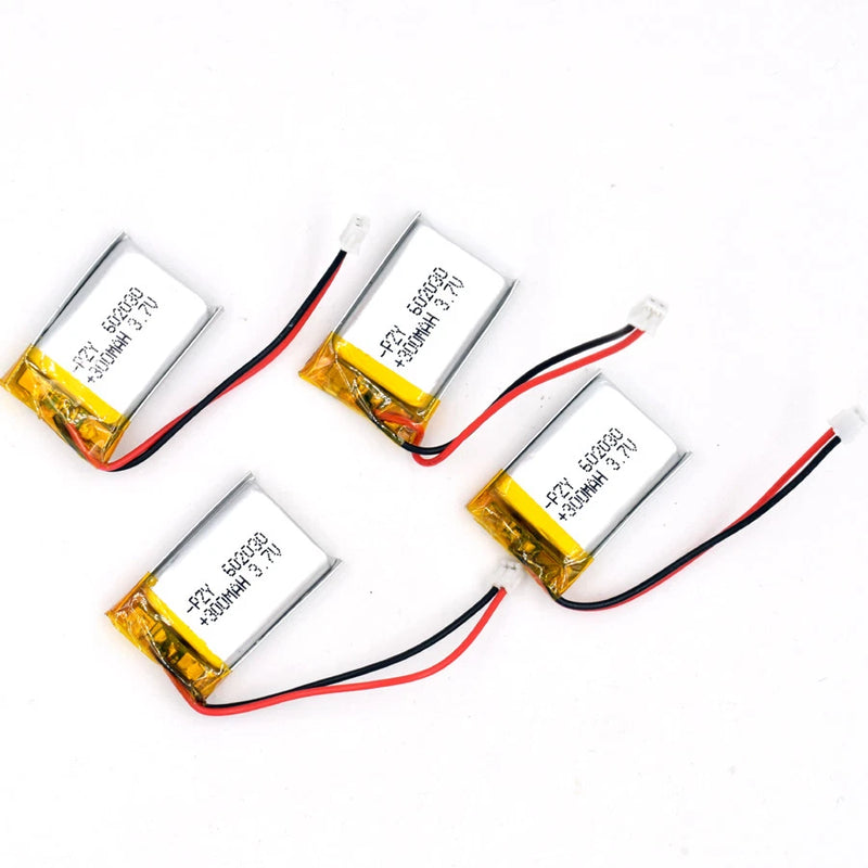 4X 3.7V 300mAh Rechargeable Li Polymer Battery 602030 For Headphones w/ 1.25Plug
